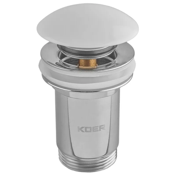 Донний клапан для раковини Koer PW-08-11 1 1/4'' без переливу автоматичний СLICK-СLACK (Біла керам.накл) (KR5788) KR5788 фото