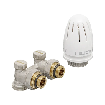 Комплект для нижнего подкл. радиатора Koer SET-21 - 1/2"x3/4" (угловой) с термоголовкой НН (KR3173) KR3173 фото