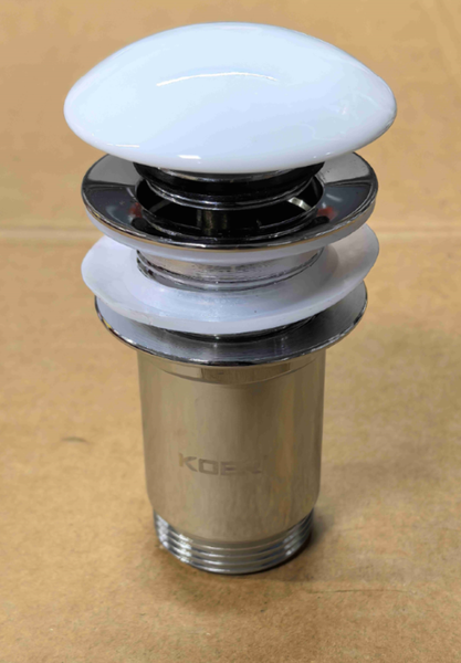 Донный клапан для раковины Koer PW-08-11 1 1/4'' без перелива автоматический СLICK-СLACK (Белая керам.накл) (KR5788) KR5788 фото