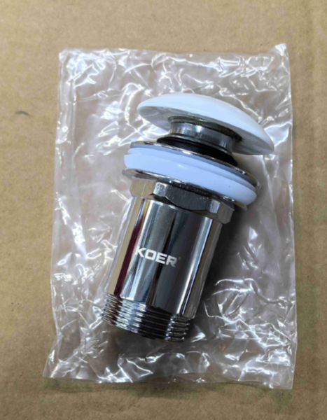 Донный клапан для раковины Koer PW-08-11 1 1/4'' без перелива автоматический СLICK-СLACK (Белая керам.накл) (KR5788) KR5788 фото