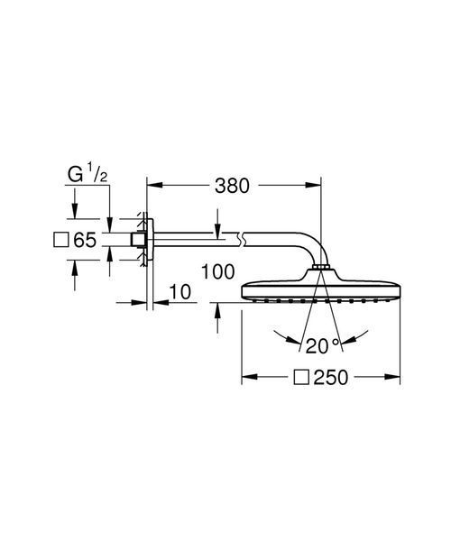 Верхний душ с настенным кронштейном Grohe Tempesta Cube (26687000) 26687000 фото