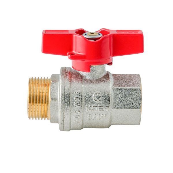 Кран кульовий ГШМ Koer Extreme KE.218-20 - 3/4" FM ручка "метелик" червона (KR5760) KR5760 фото