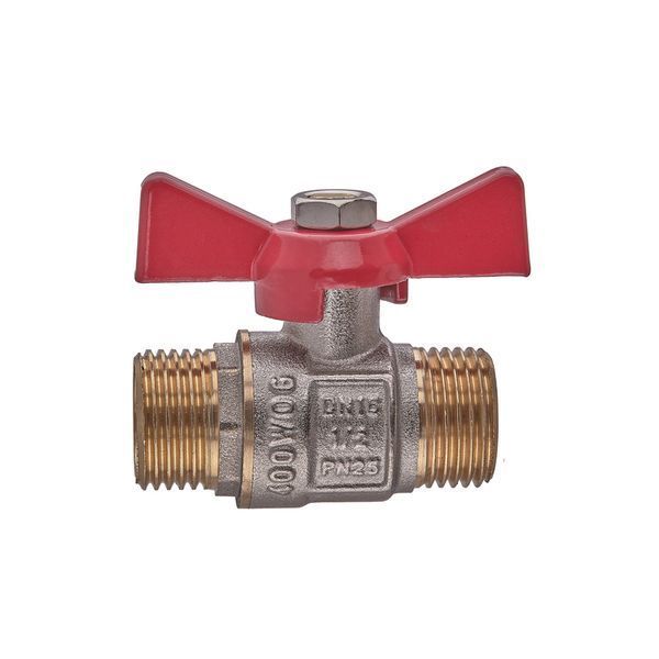 Кран шаровой ШШМ, ручка "бабочка" красная Waterpro WP608-15MMW - 1/2" MMW (WP2916) WP2916 фото
