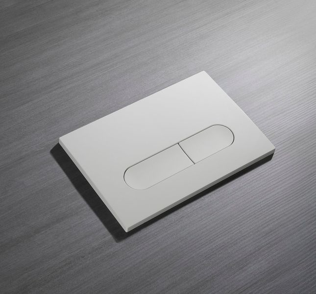 Панель змиву Koer KT-0608-03 240x160x10mm пластикова, кнопка закруглена (колір білий) (KR6123) KR6123 фото