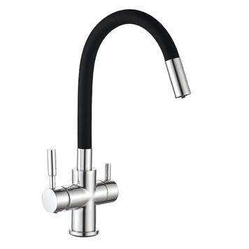 Кухонний змішувач на дві води Mixxus Premium Hans 021 Reflector Black (MI5934) MI5934 фото