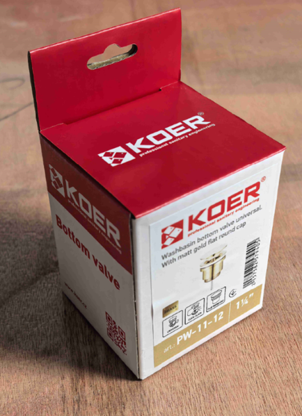 Донный клапан для раковины Koer PW-11-12 1 1/4'' универсальный (с/без перел) СLICK-СLACK (Цвет зол.мат) (KR5794) KR5794 фото