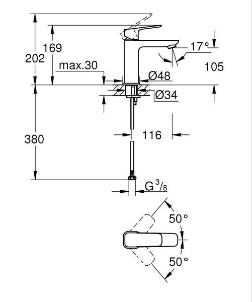 Однорычажный смеситель для раковины M-размера Grohe Cubeo (1017550000) 1017550000 фото