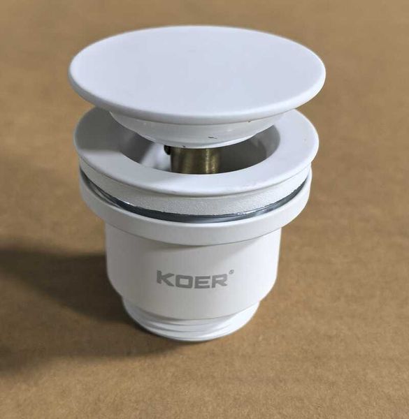 Донный клапан для раковины Koer PW-11-03 1 1/4'' универсальный (с/без перл) СLICK-СLACK (Цвет белый) (KR5791) KR5791 фото