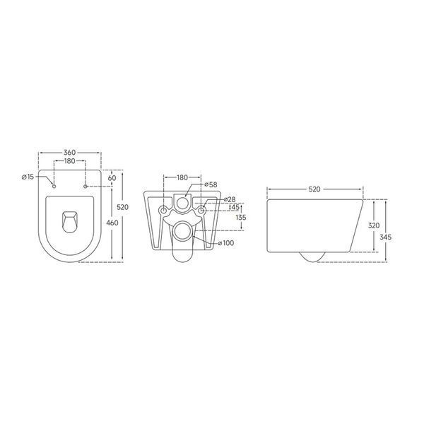 Унитаз подвесной Mixxus ELLIPSE-0306-R 520x360x365mm, система смыва RIMLESS (MI6708) MI6708 фото