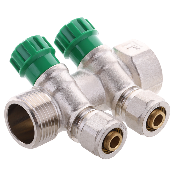 Коллектор вентильный с фитингом Koer KR.1124-2 1&rdquo;x2 ways (KR2832) KR2832 фото