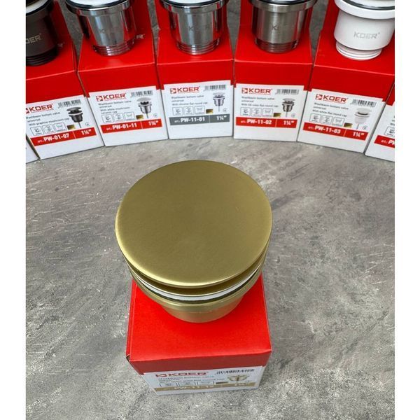 Донный клапан для раковины Koer PW-11-12 1 1/4'' универсальный (с/без перел) СLICK-СLACK (Цвет зол.мат) (KR5794) KR5794 фото