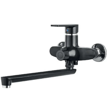 Змішувач для ванни PLAMIX OSCAR-006 EURO SET BLACK (зі шлангом, лійкою та кронштейном) (MX1896) MX1896 фото