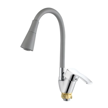 Смеситель для кухни с силиконовым изливом Zerix YUT 279 Reflector Gray (цвет излива серый) (ZX5987) ZX5987 фото