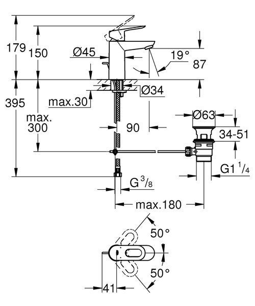 Змішувач для раковини S-розміру Grohe BauLoop (23335000) 23335000 фото