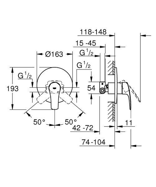 Набор для душа с верхним душем Grohe Eurosmart UA33556003 (33556003+28576000+27541001) (UA33556003) UA33556003 фото