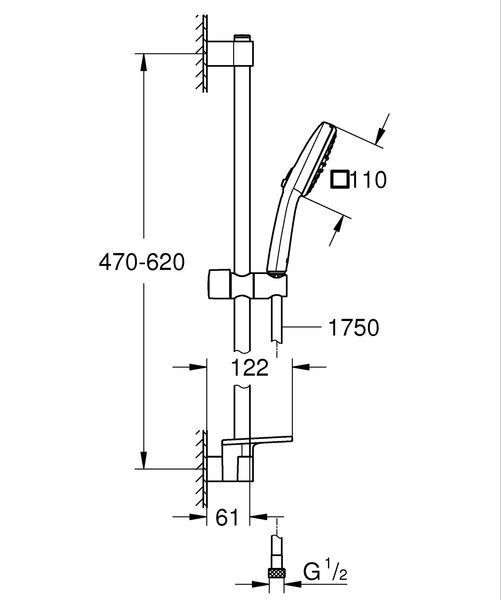 Душевой гарнитур Grohe Tempesta Cube 110, 2 режима (26907003) 26907003 фото