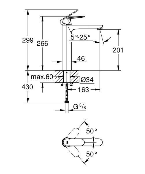 Смеситель на столешницу для раковины XL-размера Grohe Eurosmart Cosmopolitan (23921000) 23921000 фото