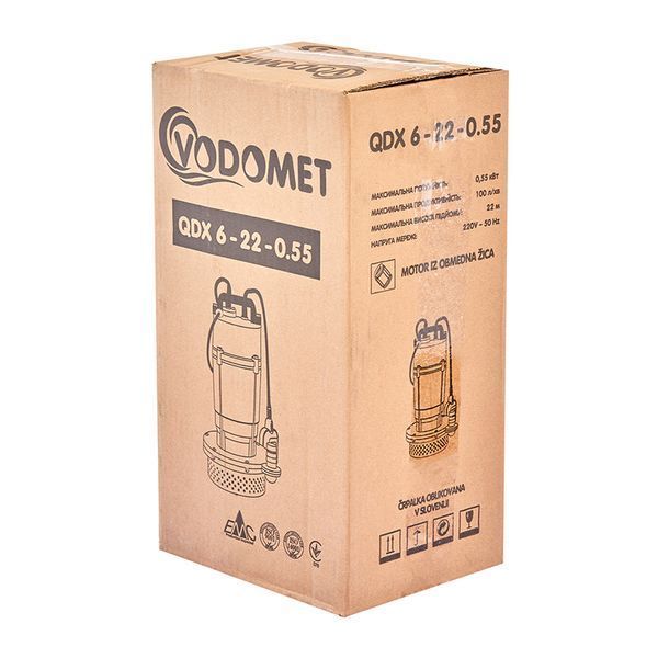 Насос дренажний Vodomet QDX 6-22-0.55 (корп.алюміній) (VO4189) VO4189 фото