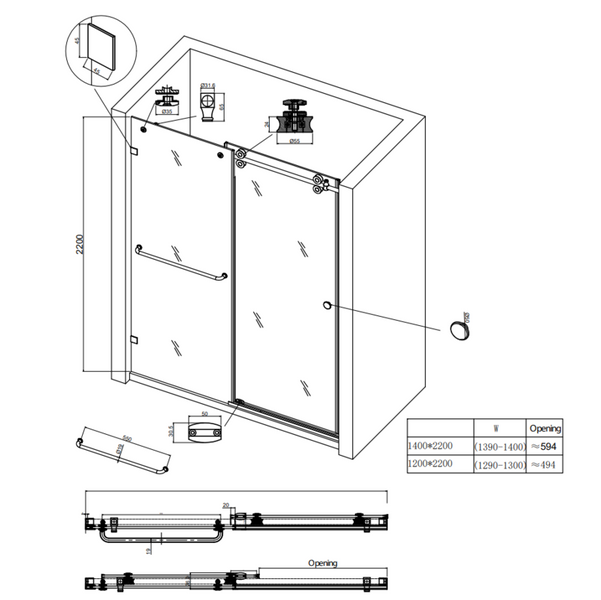 Дверь в нишу Koer SR SD06-140x220-TR-07 прозрачное стекло Easy Clean 8мм, графит (KR5369) KR5369 фото