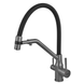 Смеситель для кухни с силиконовым изливом Zerix MAG-021 Graphite Refl.Black из нерж. стали SUS304 с выходом для пит.воды (ZX6005) ZX6005 фото 1