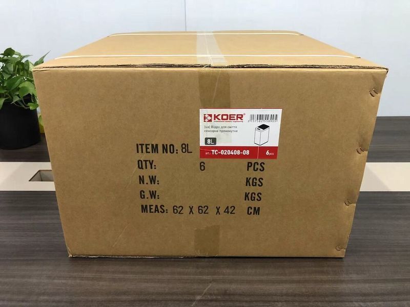 Мусорное ведро сенсорное прямоугольное Koer TC-020408-08 8 л цвет белый (KR5589) KR5589 фото