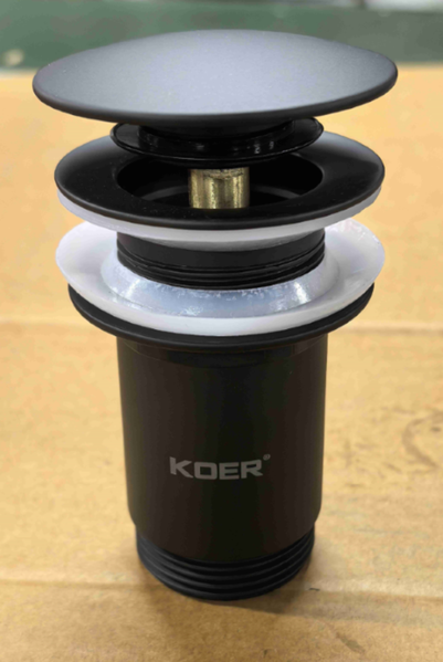 Донний клапан для раковини Koer PW-08-05 1 1/4'' без переливу автоматичний СLICK-СLACK (Колір чорн) (KR5789) KR5789 фото