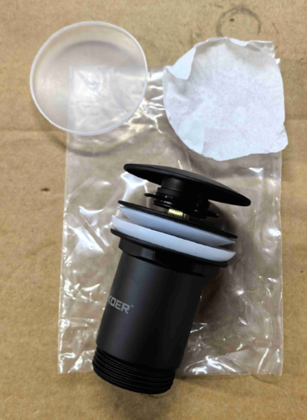 Донний клапан для раковини Koer PW-08-05 1 1/4'' без переливу автоматичний СLICK-СLACK (Колір чорн) (KR5789) KR5789 фото