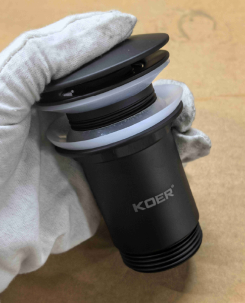 Донний клапан для раковини Koer PW-08-05 1 1/4'' без переливу автоматичний СLICK-СLACK (Колір чорн) (KR5789) KR5789 фото
