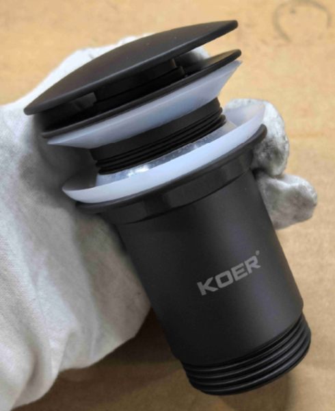 Донний клапан для раковини Koer PW-08-05 1 1/4'' без переливу автоматичний СLICK-СLACK (Колір чорн) (KR5789) KR5789 фото