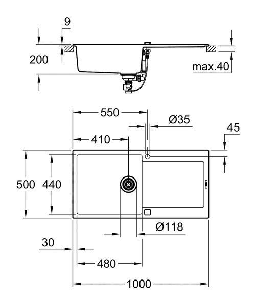 Композитна мийка для кухні Grohe K500 (31645AT0) 31645AT0 фото