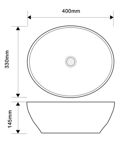 Раковина накладна MIXXUS PREMIUM ELLIPSE-0108 EDGE BLACK 400х330х145mm (MP6527) MP6527 фото