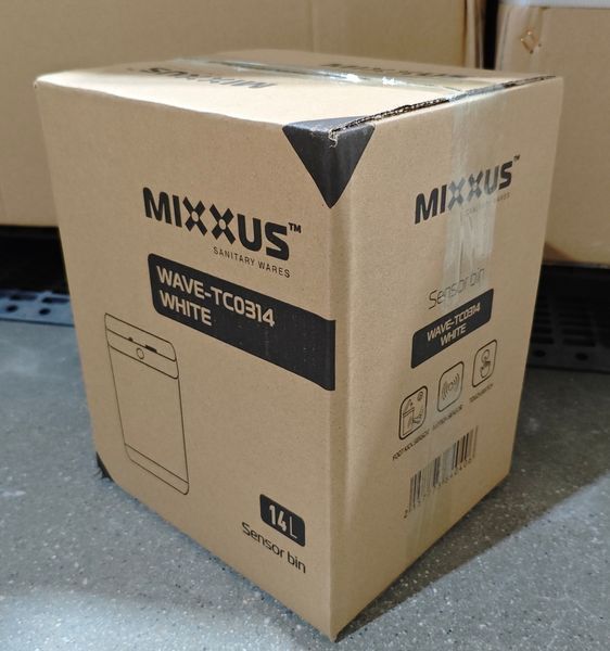 Відро для сміття сенсорне прямокутне Mixxus Wave-TC0314 White 14 л (колір білий) (MI8404) MI8404 фото