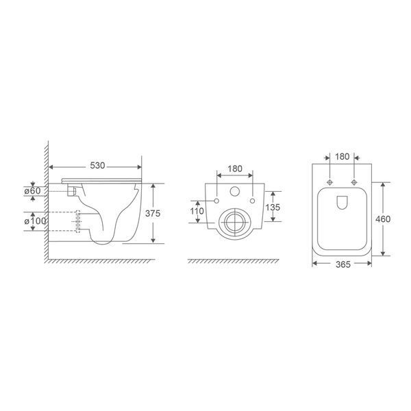 Унітаз підвісний Mixxus Premium Diverse-0301-T1 530x365x373mm, система змиву Tornado 1.0 (MP6477) MP6477 фото