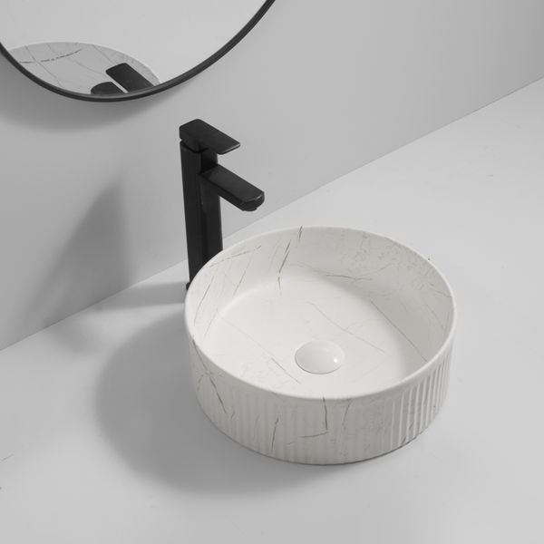 Раковина накладная Mixxus Premium WAVE-0102 MARBLE 370х370х130mm (MP6528) MP6528 фото