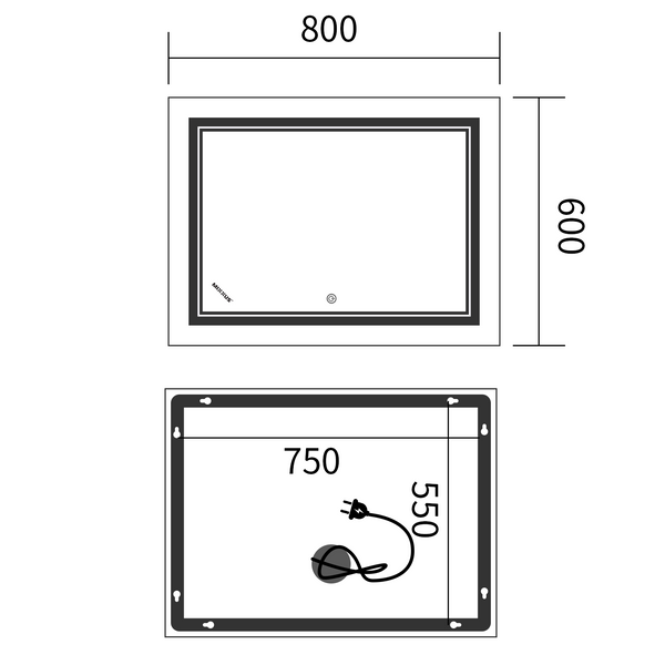 Зеркало Mixxus Premium QUADRO MR20-80x60-Reverse с Led Touch, Anti-fog, димером, регулятором яркости (MP6619) MP6619 фото