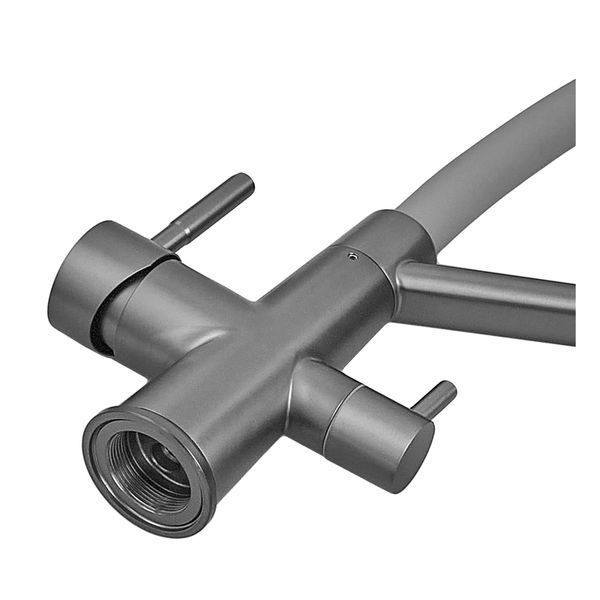Змішувач для кухні з силіконовим виливом Zerix FUL-021 Graphite Refl.Gray з нерж. сталі SUS304 з виходом для пит.води (ZX6000) ZX6000 фото
