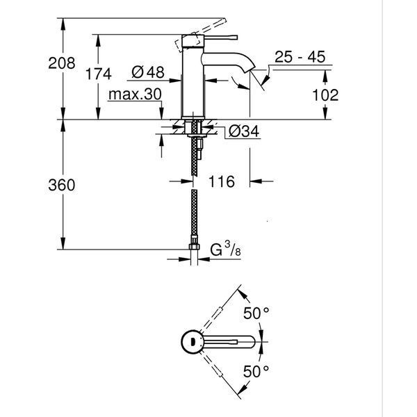 Смеситель однорычажный для раковины S-Size Grohe Essence (24172KF1) 24172KF1 фото