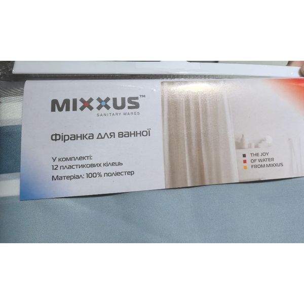 Шторка для ванної Mixxus SCT-016-180x180 з поліестеру (Візерунок "Смужка" біло-блакитна) (AC3586) AC3586 фото