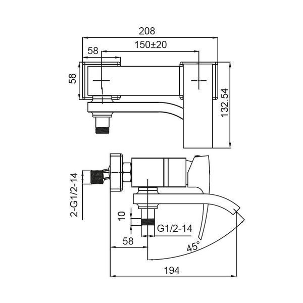 Смеситель для ванны с коротким изливом Koer KB-41007-05 (Цвет черный) (KR3455) KR3455 фото