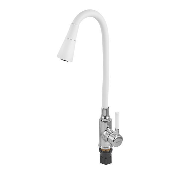 Змішувач для кухні Zerix Atrium-011-T Refl.WHITE (Колір хром+силік.вилив білий) (ZX4719) ZX4719 фото