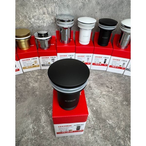 Донний клапан для раковини Koer PW-08-05 1 1/4'' без переливу автоматичний СLICK-СLACK (Колір чорн) (KR5789) KR5789 фото