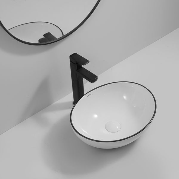 Раковина накладна MIXXUS PREMIUM ELLIPSE-0108 EDGE BLACK 400х330х145mm (MP6527) MP6527 фото