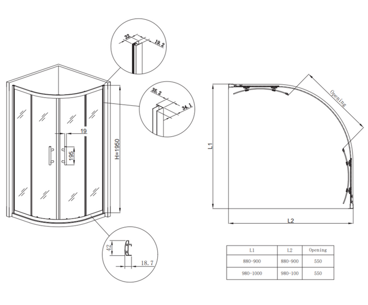 Душевая кабина без поддона Koer SR SC04-90x90x195-TR-01 прозрачное стекло Easy Clean 5мм, хром (KR5360) KR5360 фото