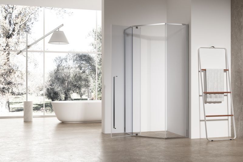 Душова кабіна без піддону Koer SR SC06-100x100x200-TR-01 прозоре скло Easy Clean 8мм, хром (KR5365) KR5365 фото