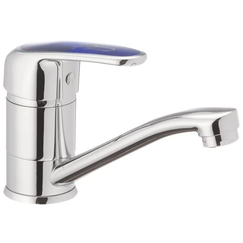 Змішувач для умивальника HAIBA MAGIC 555 (15 см) з синьою ручкою (HB0672) HB0672 фото