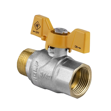 Кран кульовий Nolf NF.722 - 3/4" FM ГШМ YELLOW, ручка "метелик" жовта (NF2952) NF2952 фото
