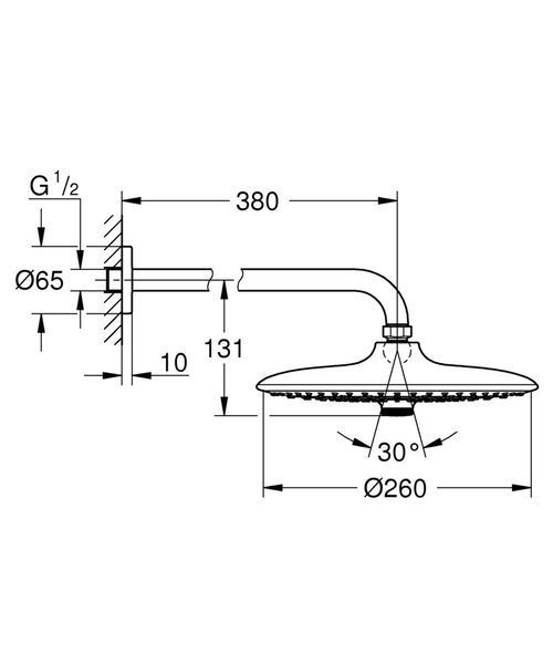 Верхній душ з настінним кронштейном Grohe Euphoria (26458000) 26458000 фото