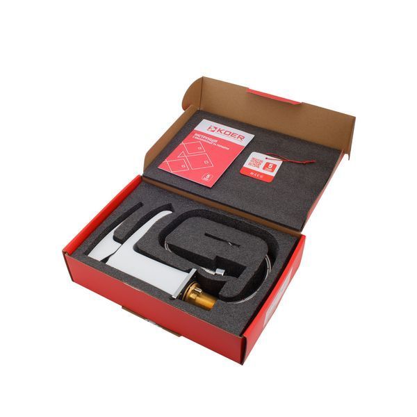 Смеситель для умывальника Koer KB-14007-04 водопад (Цвет хром+белый) (KR5155) KR5155 фото