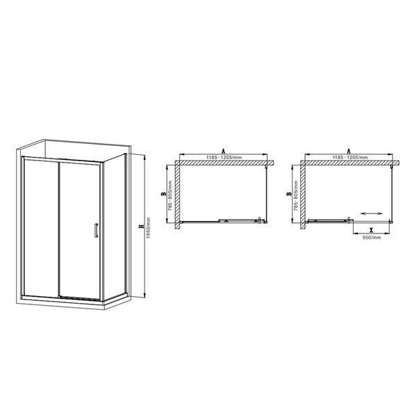 Душевая кабина без поддона Mixxus Premium DIVERSE SC03-120x80x195-TR Black прозрачное стекло 6мм (MI6868) MI6868 фото