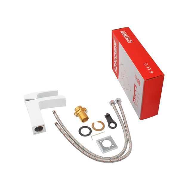 Смеситель для умывальника Koer KB-14007-04 водопад (Цвет хром+белый) (KR5155) KR5155 фото